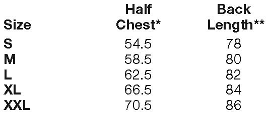 Μεγεθολόγιο πουκάμισο fruit of the loom 