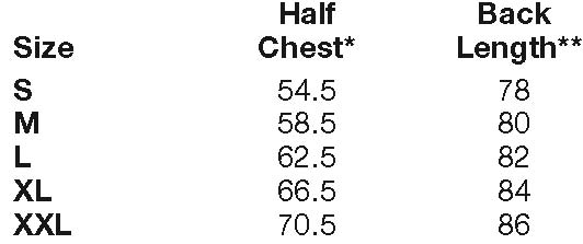 Μεγεθολόγιο πουκάμισα fruit of the loom 