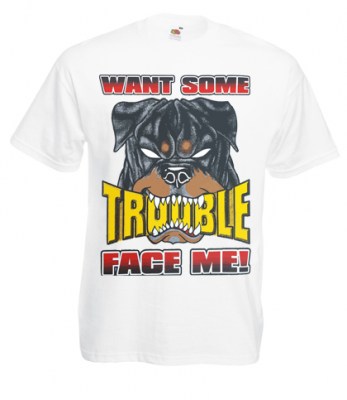 ΛΕΥΚΟ t-shirt με στάμπα trouble σε μεγάλα μεγέθη