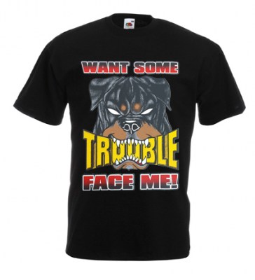 ΜΑΥΡΟ T -SHIRT ΜΕ ΣΤΑΜΠΑ trouble σε μεγάλα μεγέθη