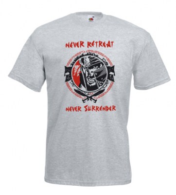 T-shirt FRUIT OF THE LOOM ΓΚΡΙ ΜΕΛΑΝΖΕ με στάμπα σε μέγεθος 2XL.