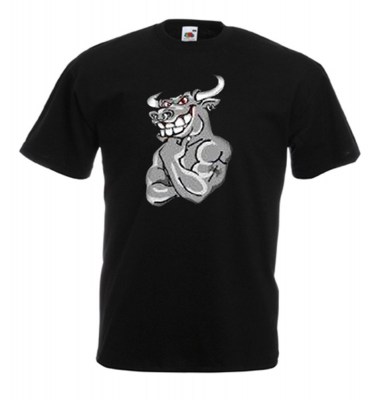 ΜΑΥΡΟ t-shirt FRUIT OF THE LOOM με στάμπα bull