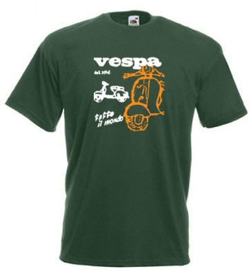 ΠΡΑΣΙΝΟ ΣΚΟΥΡΟ t-shirt FRUIT OF THE LOOM με στάμπα VESPA