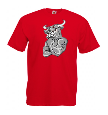 ΚΟΚΚΙΝΟ t-shirt FRUIT OF THE LOOM με στάμπα bull