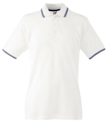 ΛΕΥΚΟ/ΜΠΛΕ FRUIT OF THE LOOM Polo Premium Tipped