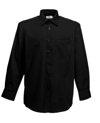 ΜΑΥΡΟ Fruit Of The Loom Men Long Sleeve Poplin