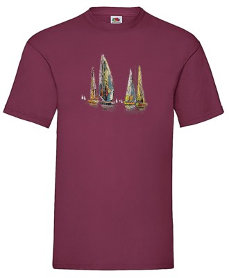 FRUIT OF THE LOOM T-shirt με στάμπα A164 ΜΠΟΡΝΤΩ