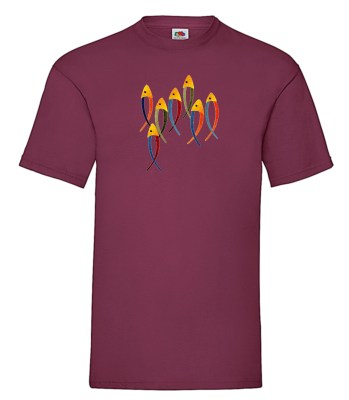 FRUIT OF THE LOOM T-shirt με στάμπα A179 ΜΠΟΡΝΤΩ 