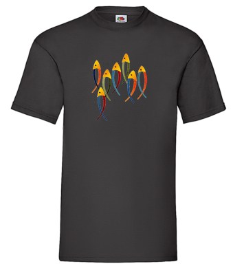 FRUIT OF THE LOOM T-shirt με στάμπα A179 ΜΑΥΡΟ