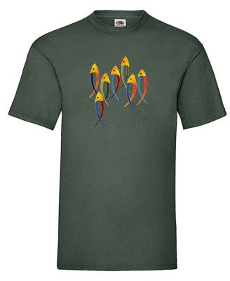 FRUIT OF THE LOOM T-shirt με στάμπα A179 ΠΡΑΣΙΝΟ ΣΚΟΥΡΟ