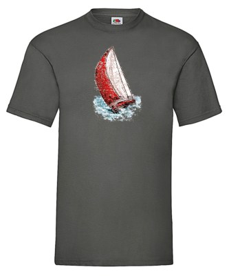 FRUIT OF THE LOOM T-shirt με στάμπα ART342 ΓΚΡΙ ΣΚΟΥΡΟ