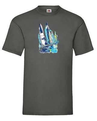 FRUIT OF THE LOOM T-shirt με στάμπα K1199 ΓΚΡΙ ΣΚΟΥΡΟ