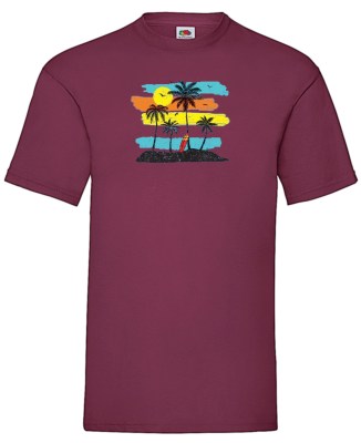 FRUIT OF THE LOOM T-shirt με στάμπα K1496 ΜΠΟΡΝΤΩ