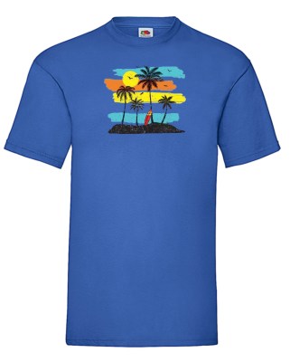 FRUIT OF THE LOOM T-shirt με στάμπα K1496 ΜΠΛΕ ΡΟΥΑ