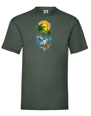 FRUIT OF THE LOOM T-shirt με στάμπα K1497 ΠΡΑΣΙΝΟ ΣΚΟΥΡΟ