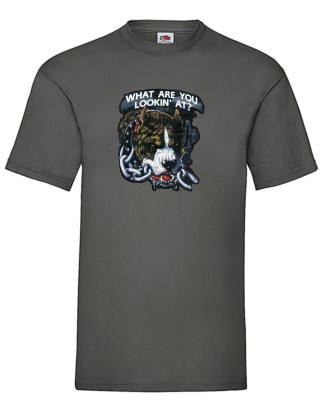 FRUIT OF THE LOOM T-shirt με στάμπα A9088 ΓΚΡΙ ΣΚΟΥΡΟ